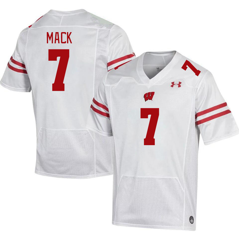Men #7 Michael Mack Wisconsin Badgers College Football Jerseys Stitched Sale-White